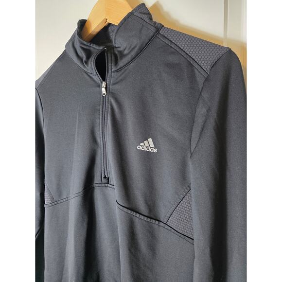 ADIDAS Black Half Zip Active Sporty Track Workout Pullover Jacket SZ L - Picture 3 of 8